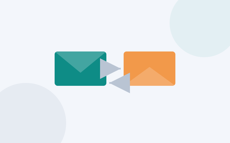 Ilustraci�n de comunicaci�n bidireccional entre marca y cliente por email
