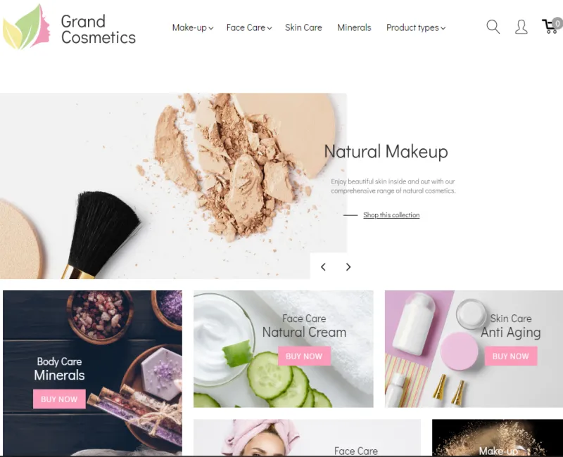 Template de sitio web ejemplo e-commerce