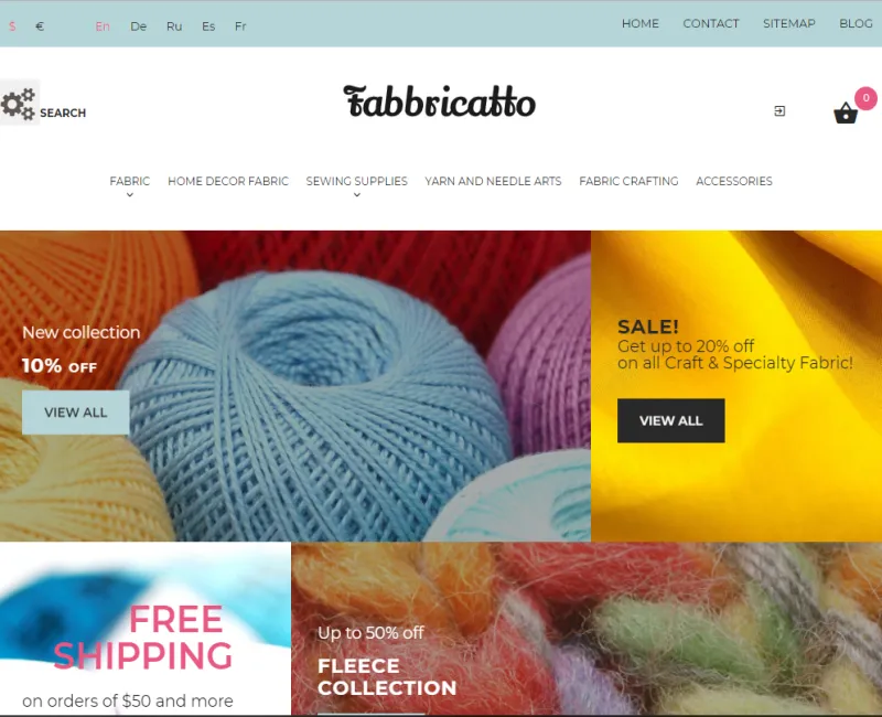 Template de sitio web ejemplo e-commerce