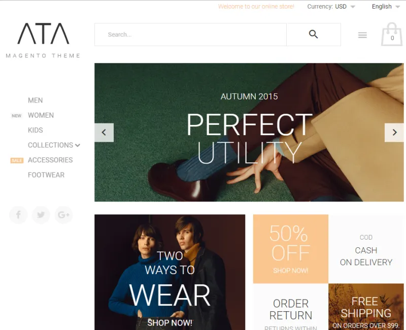 Template de sitio web ejemplo e-commerce