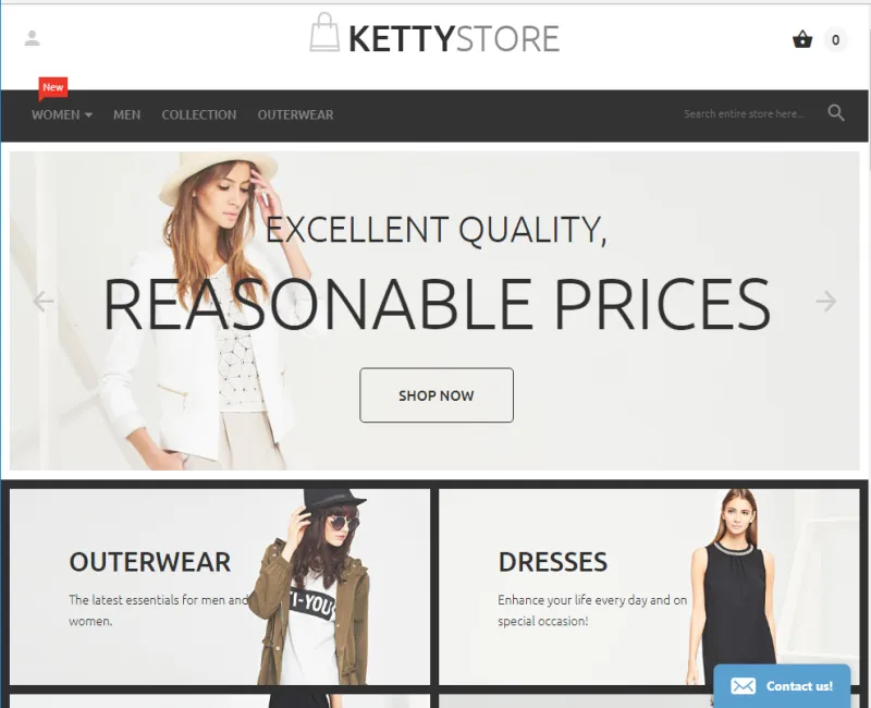 Template de sitio web ejemplo e-commerce