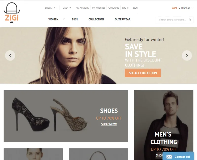 Template de sitio web ejemplo e-commerce